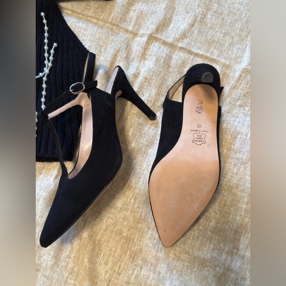 Andre Assous Black Suede sling back - Picture 8 of 9